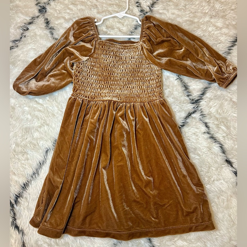 Old Navy Velvet Smocked Dress - Golden Tan